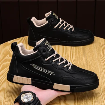 Men Sneakers Autumn Winter 2024 New Student Sports Skateboard Shoes Thick Sole Anti Slip Comfortable Lace Up Outdoor Work Shoes 1