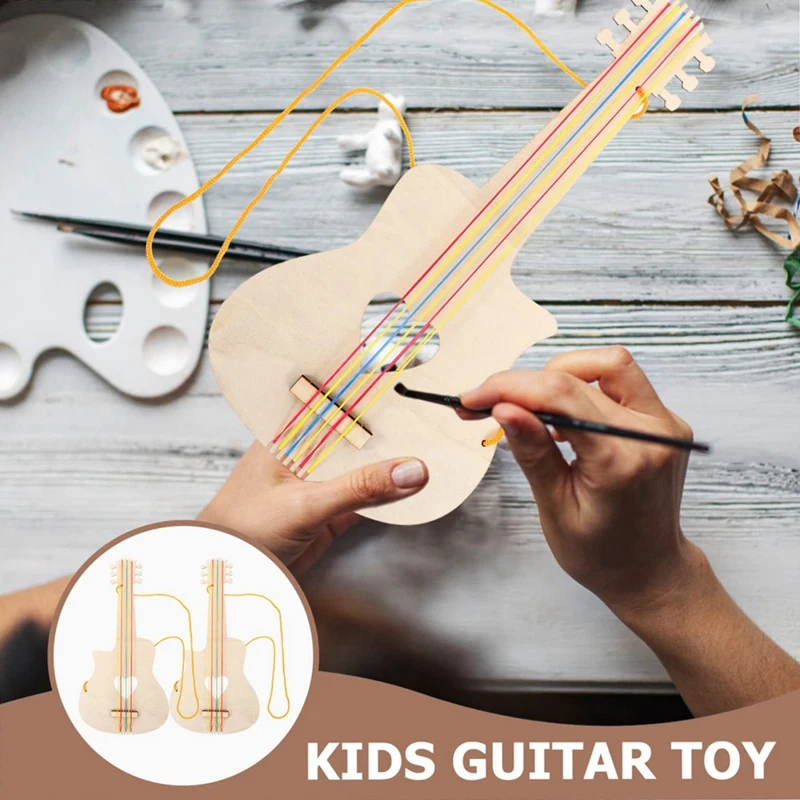 

10 Pcs Miniatures Paint Children's Craft Material Package Your Own Wooden Child Guitar Crafts