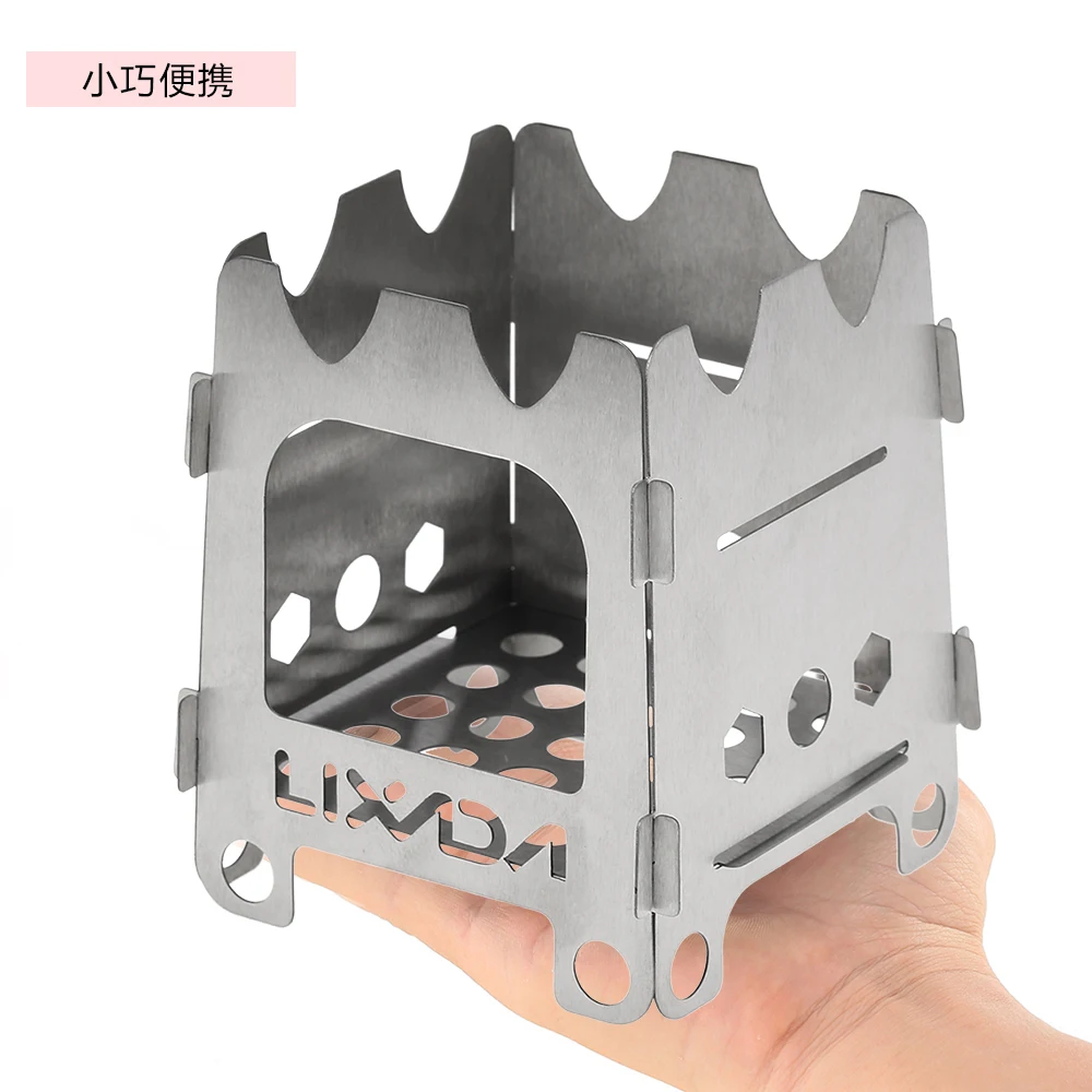 Camping Stove Folding Wood Alcohol Tray Ultralight Stainless Steel For Picnic Hiking