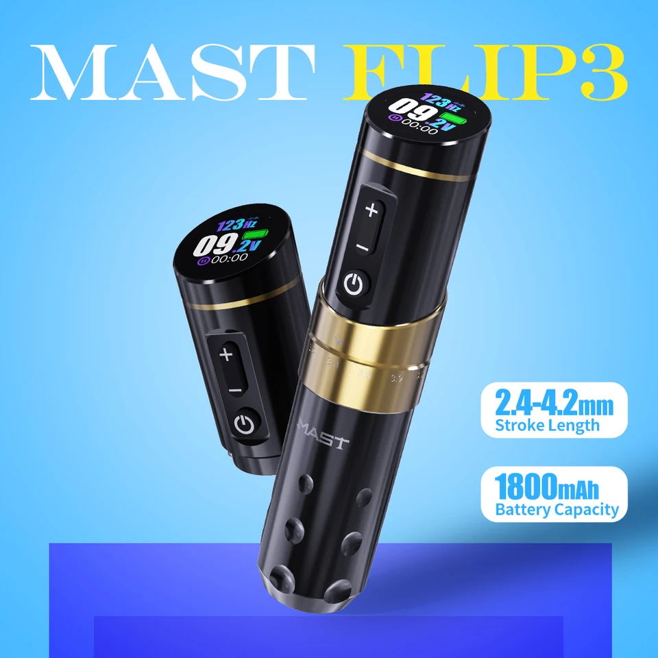 Mast Tattoo Flip3 Wireless Tattoo Machine Gun Pen 2.4-4.2mm