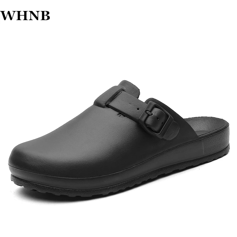 

YWYGMZ Men Sandals Summer Shoes Rubber Clogs EVA Unisex Garden Shoes Black Beach Flat Men Baotou zapatos de hombre