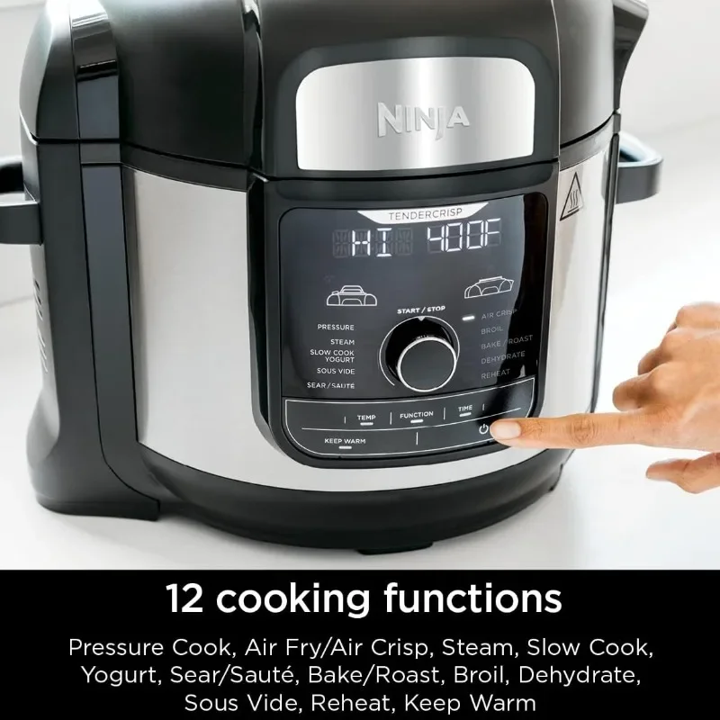Ninja FD401 LP3 Foodi 12-in-1 Deluxe XL 8 qt. Pressure Cooker & Air Fryer that Steams, Slow Cooks, Sears, Sautés, Dehydrates & 3