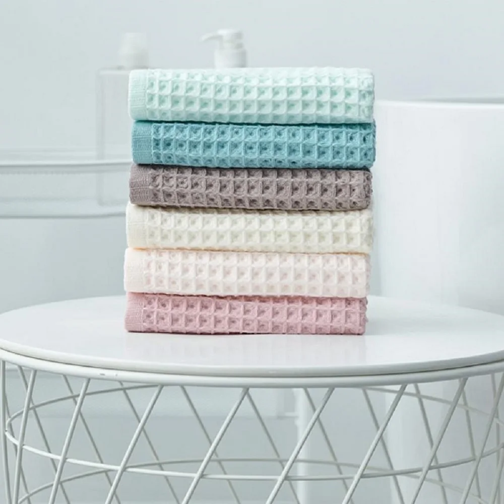 Cotton Hand Towels Plaid Hand Towel Face Care Bathroom Sport Household Non-disposable Towel 2pcs