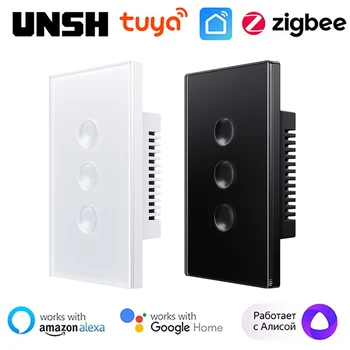 Tuya ZigBee 스마트 조명 스위치, 중성선 터치 스위치, 스마트 라이프 컨트롤, 알렉사 구글 홈 앨리스로 작동, 1, 2, 3, 4 갱