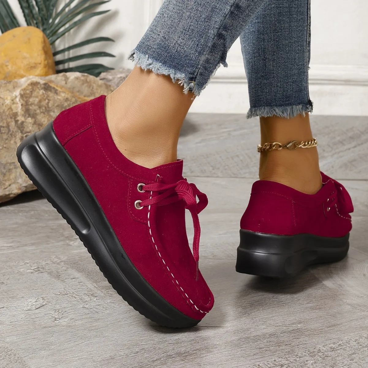 FASHION BREATHABLE CASUAL FLAT SHOES WOMEN LADIES LIGHT SWING PLATFORM GIRLS SHOES WOMEN SLIMMING2026ASUAL WOMEN FLATS SHOES