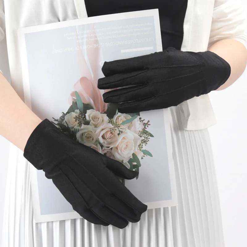 Women White Formal Gloves Honor Guard Gloves Guard Santa Men Inspection Full Finger Work Driving Jewelry Butler Lady Golf Gloves