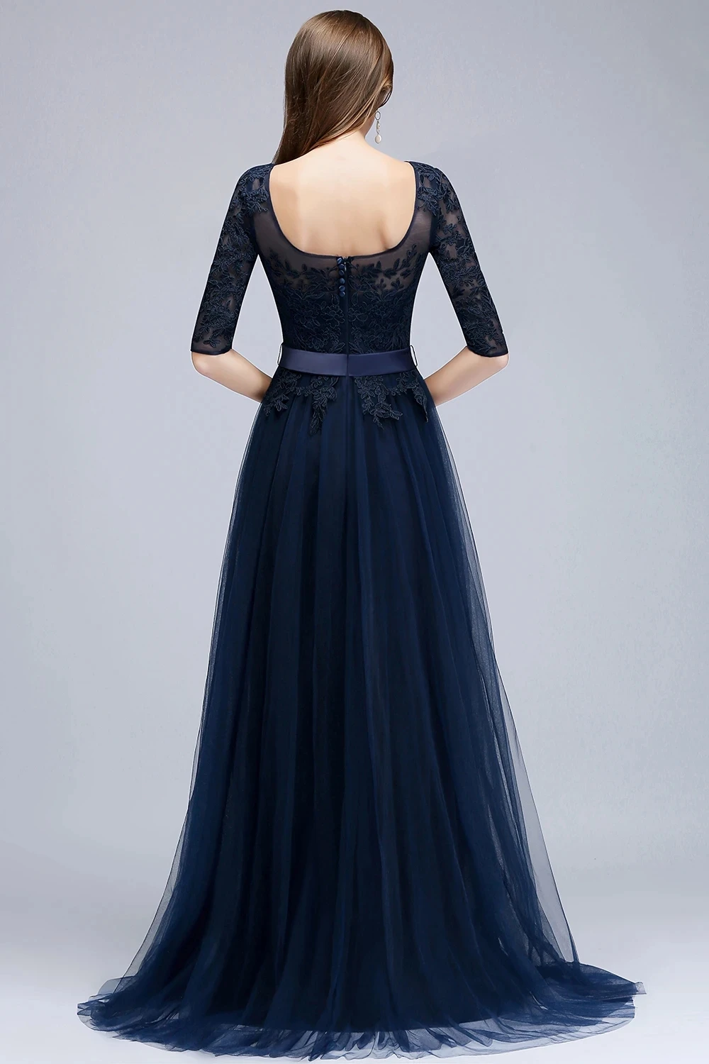 Dress for Mother of Bride Illusion Lace Appqulies Bodice Backless Tulle Chiffon Skirt Long Maxi Elegant Woman Gowns