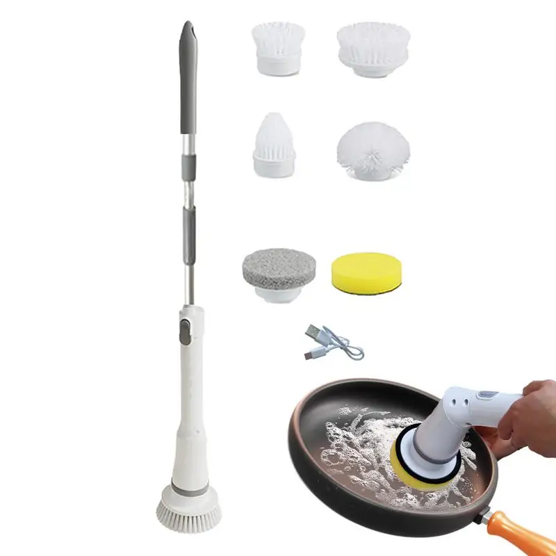 

Electric Household Cleaning Brush Electric Spin Scrubber Cleaning Tools Brushes with 6 Replaceable Brush Heads Power Scrubber