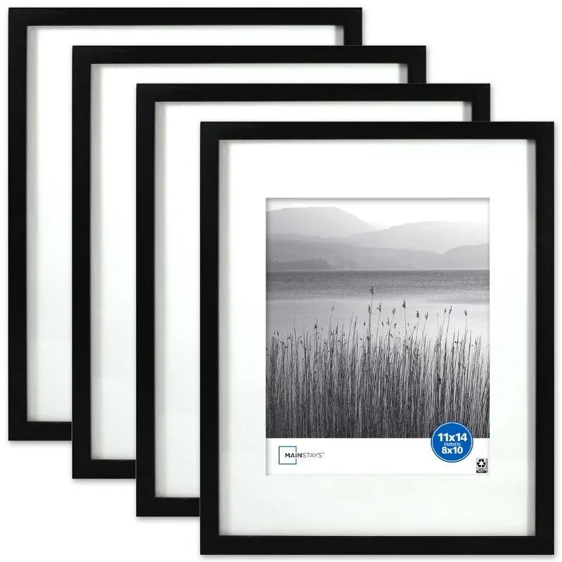 

Mainstays 11x14 Matted to 8x10 Linear Gallery Wall Picture Frame, Black, Set of 4 photo frames frames shadow box frame