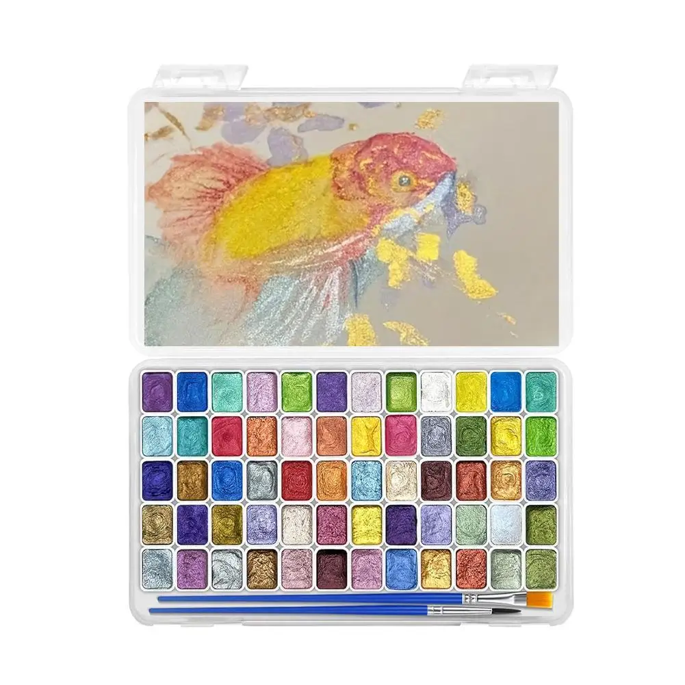 20/60 Color Solid Watercolor Paint Set Glitter Pearlescent Watercolor Pigment for Drawing Art Metal Painting