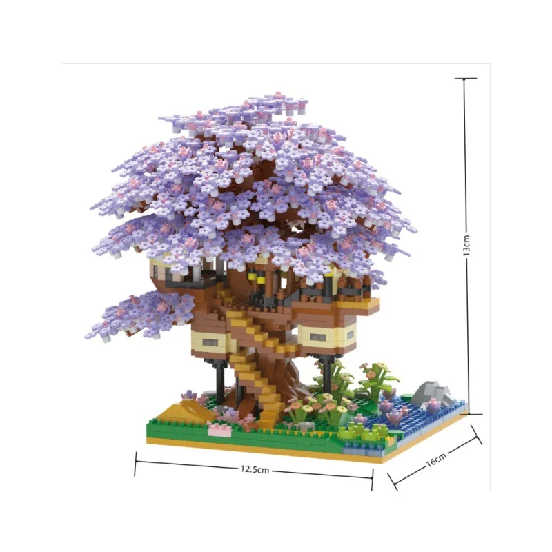 1100Pcs Small Particle Building Blocks Cherry Blossom Tree Series Puzzle Assembly Toys Child Holiday Gifts Compatible with LEGO 6