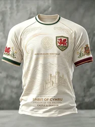 Summer Men's Premium Welsh Football Training Shirt with 3D Print, Breathable & Quick - Dry Fabric, Family Style Tee - XXL (1)