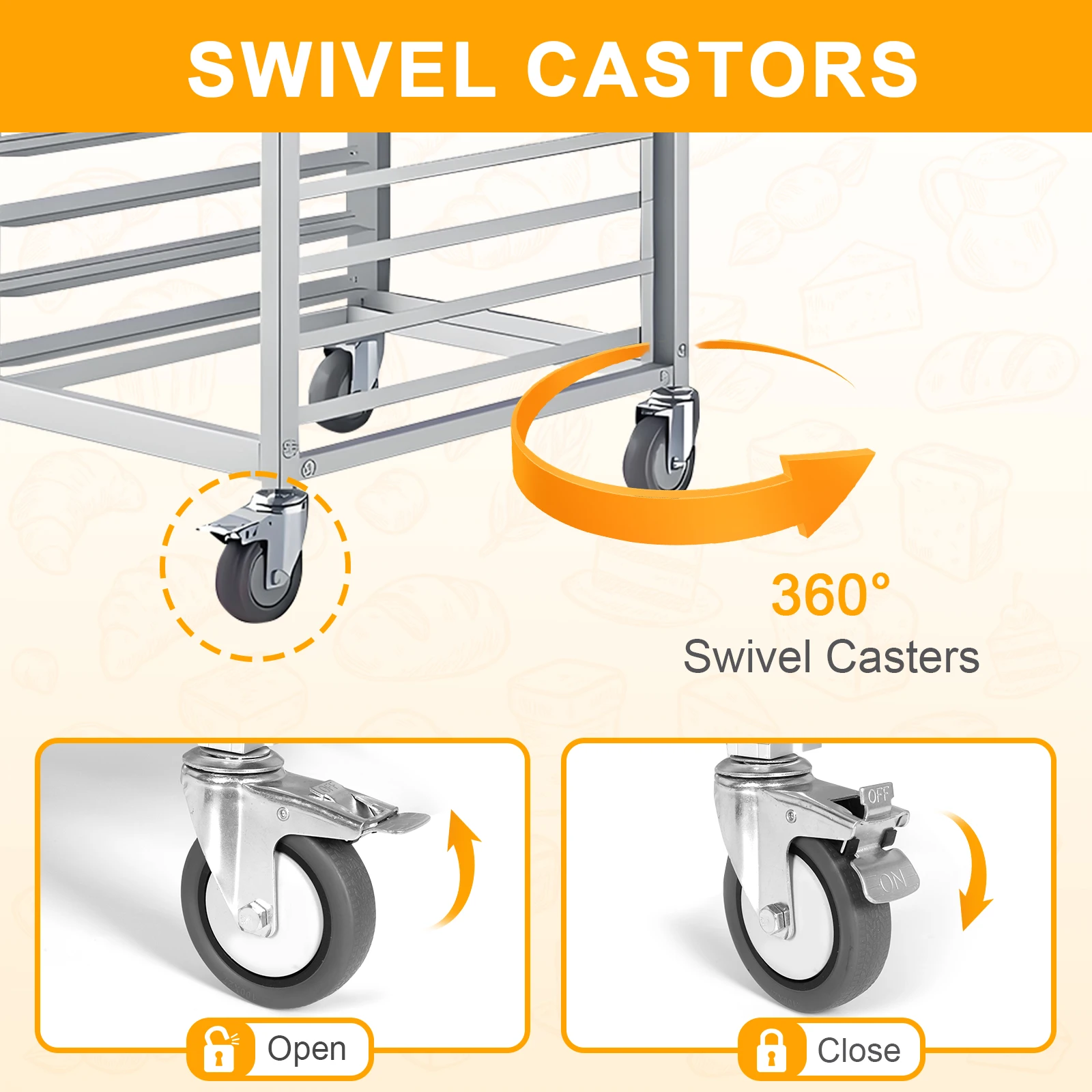Aluminum Bakery Rack with Wheels for Kitchen Restaurant