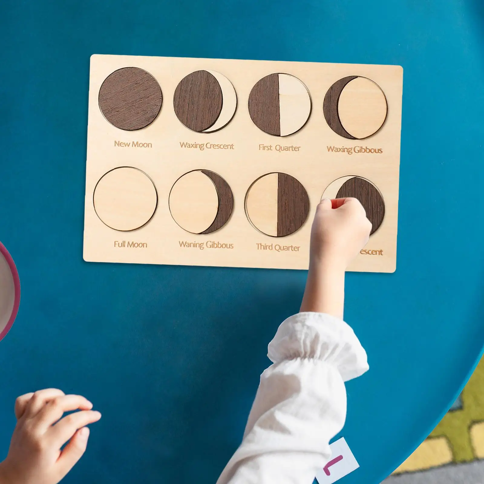 

Wooden Moon Phases Puzzle Baby Early Education Toy for 3 4 5 Year Old Baby