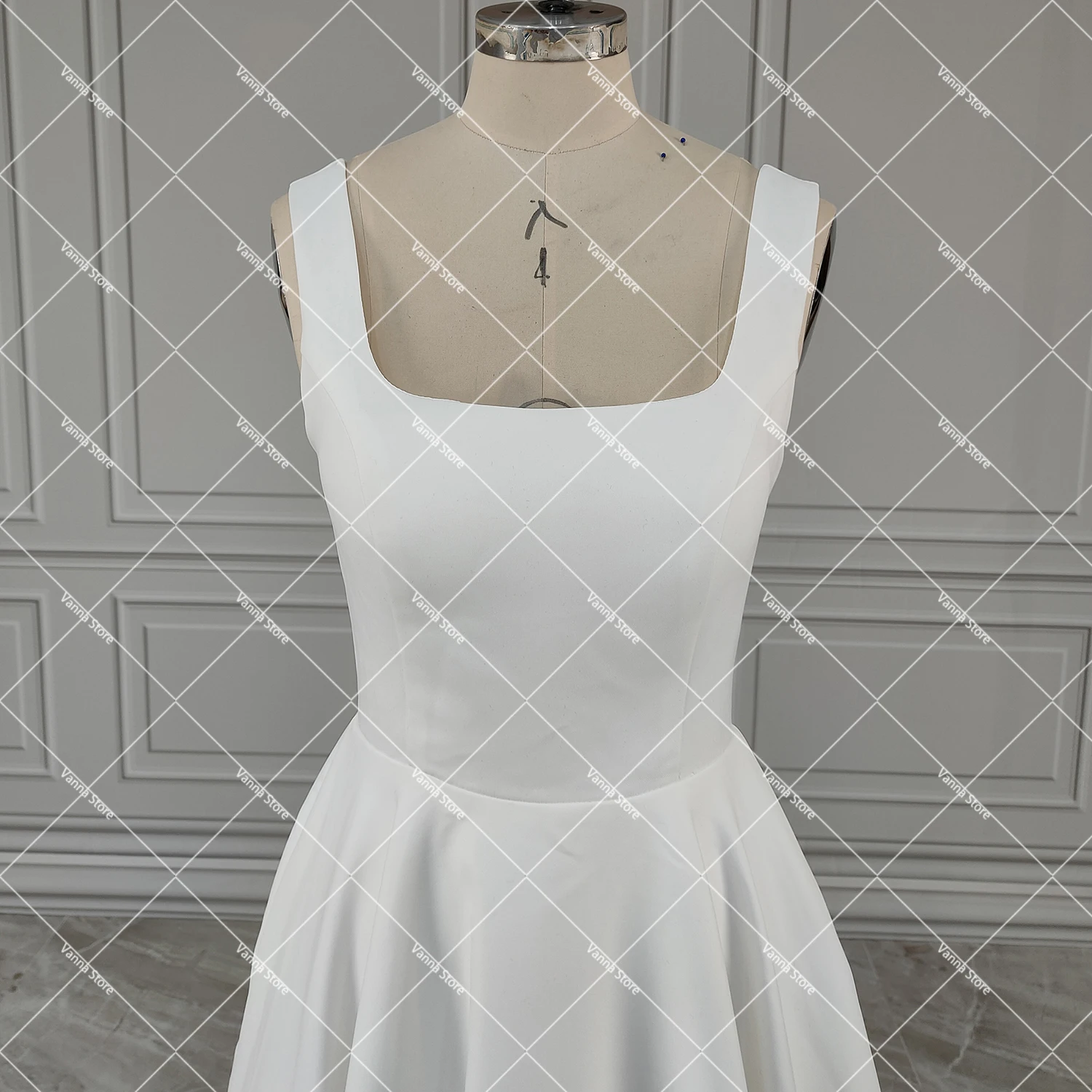 Elegant Matte Satin Square Neck Wedding Dress With Pockets Thick Customized  Sleeveless Buttons Open Back A Line Bridal Gowns - AliExpress 320