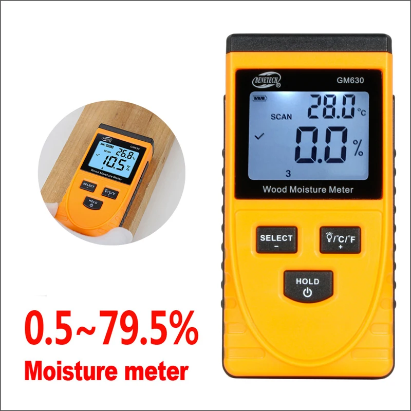 

BENETECH GM630 Wood Tester Content Meter Moisture Meter Digital Humidity Handheld Device Woodworking Electrical Hygrometer Tools