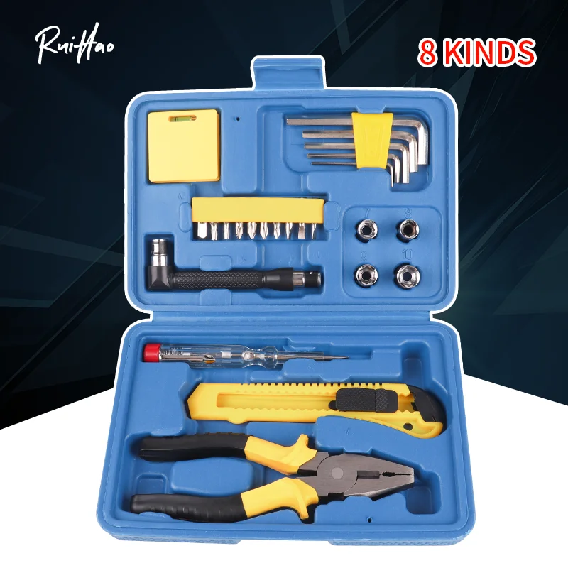 11pcs Multifunction Combination Hand Tools Kit Hardware Tool Box And