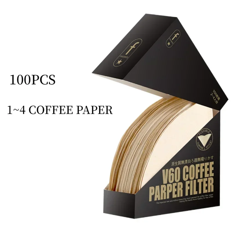 

V Style Coffee Paper 100Pcs - Cone Coffee Powder Filter Paper for Drip Coffee Pot, Unbleached and Natural