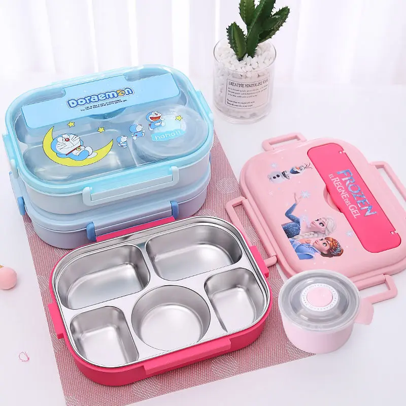 

Kawaii Sanrioed Cartoon Bento Cute Kt Cat Doraemon Girls Students Office School Lunch Box Dinnerware Camping Food Storage Box