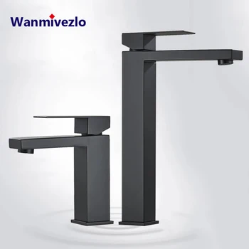 Rubinetto per lavabo nero rubinetto per bagno rubinetto per lavabo in nichel montato sul ponte miscelatore per lavabo in ottone con acqua calda e fredda 1