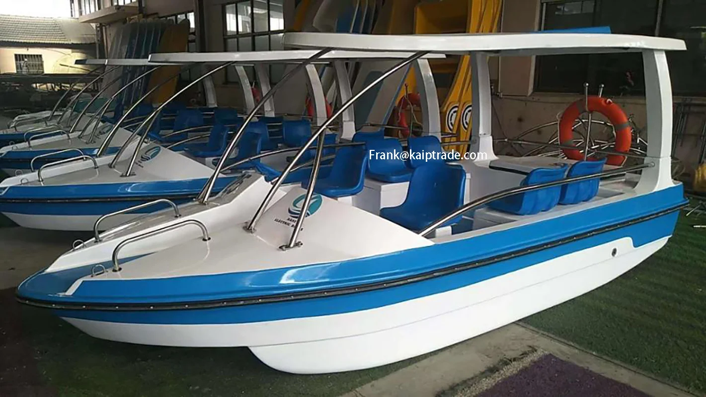 8 passagers automatic drain out water ​drainage electric leisure adjustable low high speed fiberglass battery boat with table