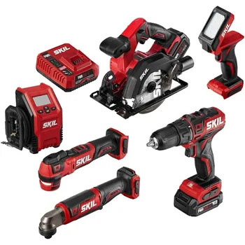 SKIL PWR CORE Brushless 6-Tool Combo Kit, bateria de lítio, 4.0Ah incluído, 2.0Ah bateria de lítio e PWRJump carregador, 12