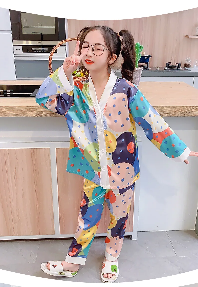 Children's Pajamas Spring Girls Home Wear Clothes Cute Cartoon Long Sleeved Boys Pajamas 3-15Y Kids Sleepwear Clothes Set designer pajama sets