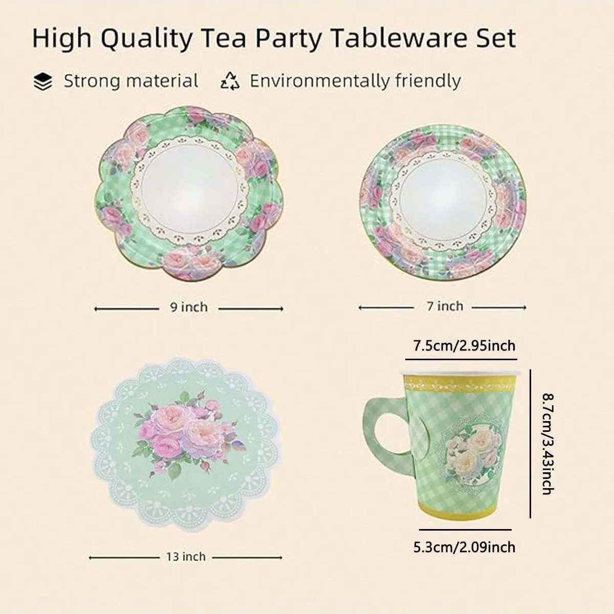 Tea Party Tableware Set for 16 Guests description 4