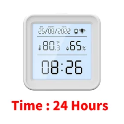 Smart WiFi Temperature & Humidity Sensor with Backlight and Voice Assistant Integration - 24 Hour Version