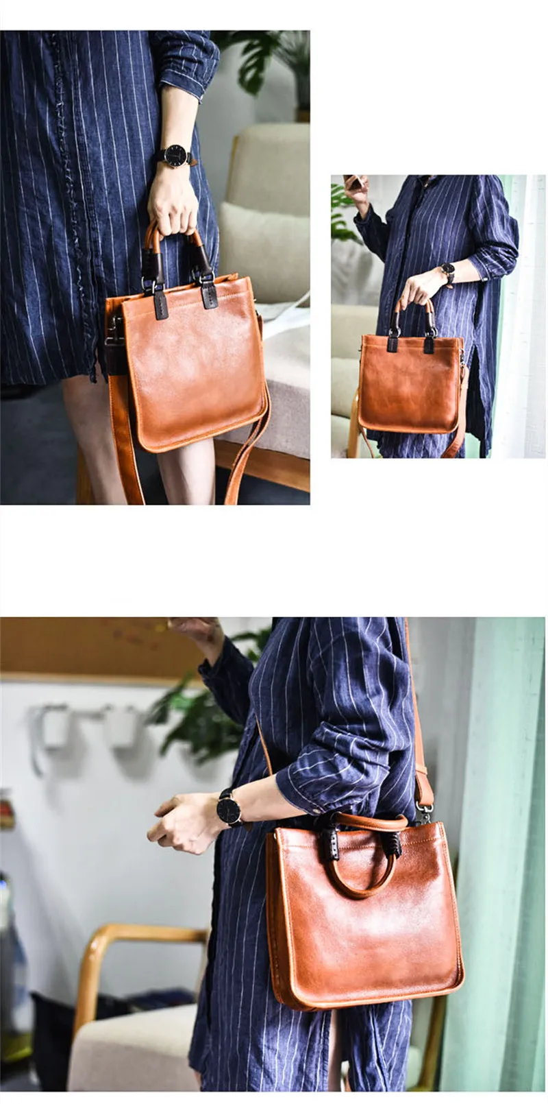 PNDME Retro Literarische Luxus Natürliche Echte Leder frauen Handtasche Einfache Damen Wochenende Täglichen Party Echtes Rindsleder Schulter Tasche – Detail 2