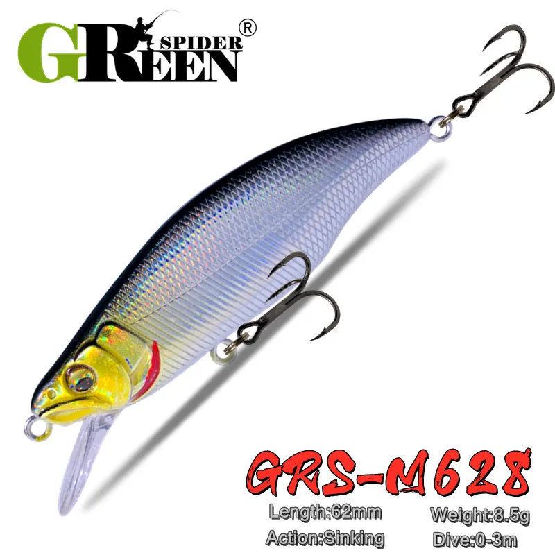 GREENSPIDER Sinking Minnow 62mm 8.5g Fishing Lure For Stream Trout