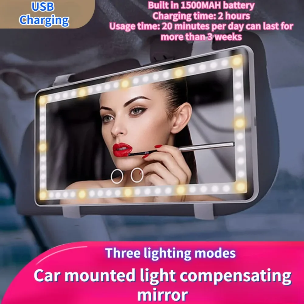 11InchUSBChargingLEDCarVanityMirrorThreeLightingModes