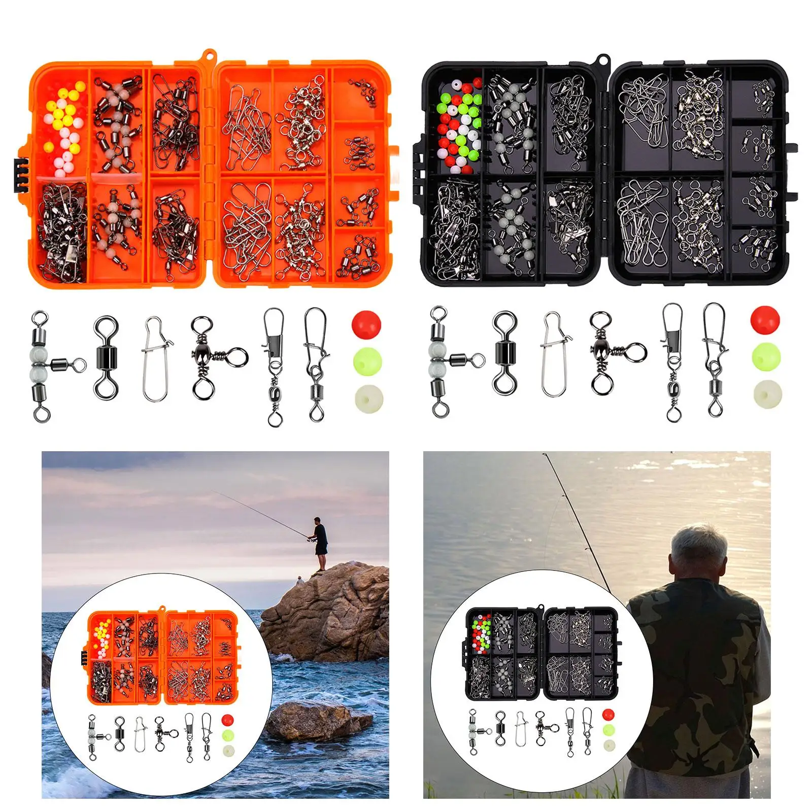 141Pcs Fishing Swivels Kit 3 Way Swivels Lock Snaps Line Connector Barrel Swivels for Trout Freshwater Saltwater Sea Fishing 141Pcs Fishing Swivels Kit 3 Way Swivels Lock Snaps Line Connector Barrel Swivels for Trout Freshwater Saltwater Sea Fishing
