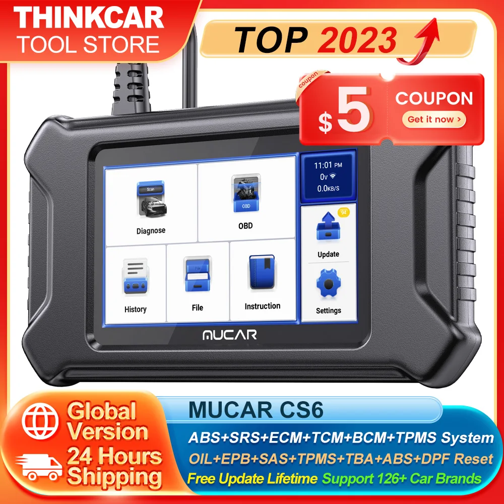 Mucar Cs4/Cs6 Obd2 Scanner Automatico Gratuito A Vita Per Auto Ecm/Srs/Abs/Tpms/Tcm Sistema 2/4/6 Reset Obd2 Scanner Strumenti Diagnostici Automatici