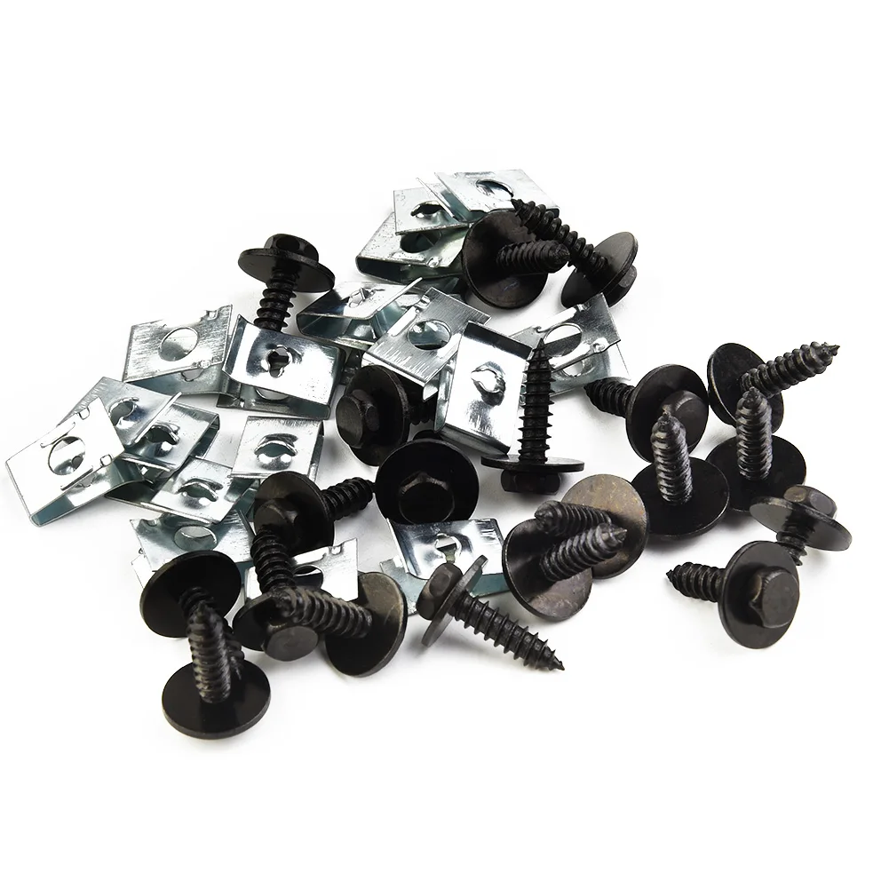 

40Pcs/20Set Screw Clips Black & Silver Engine For BMW 1/3/5/6/7/X/Z Series Guard Metal Nut Undertray Durable Hot sale