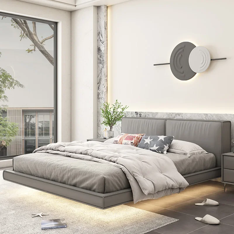 White Leather Beds Minimalist Home Furniture Queen Bed Frame Small Apartment 150 Nordic Bedroom Set