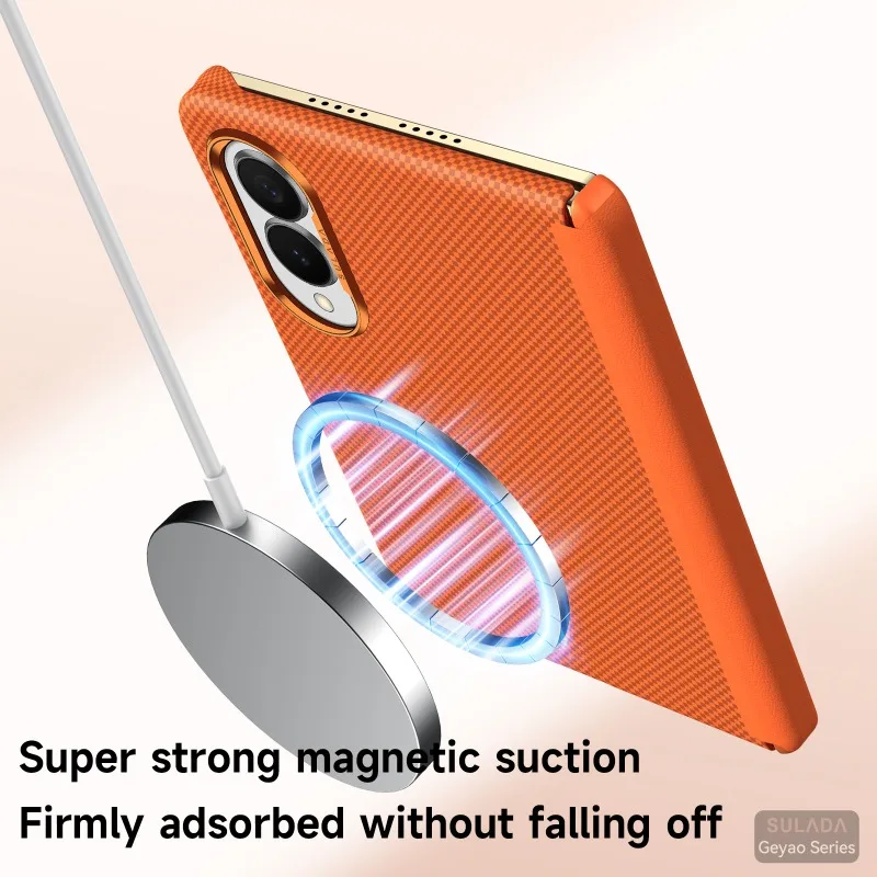 Wide Shockproof Kevlar Leather Case with Built-in Magnet and Skin-Friendly Design