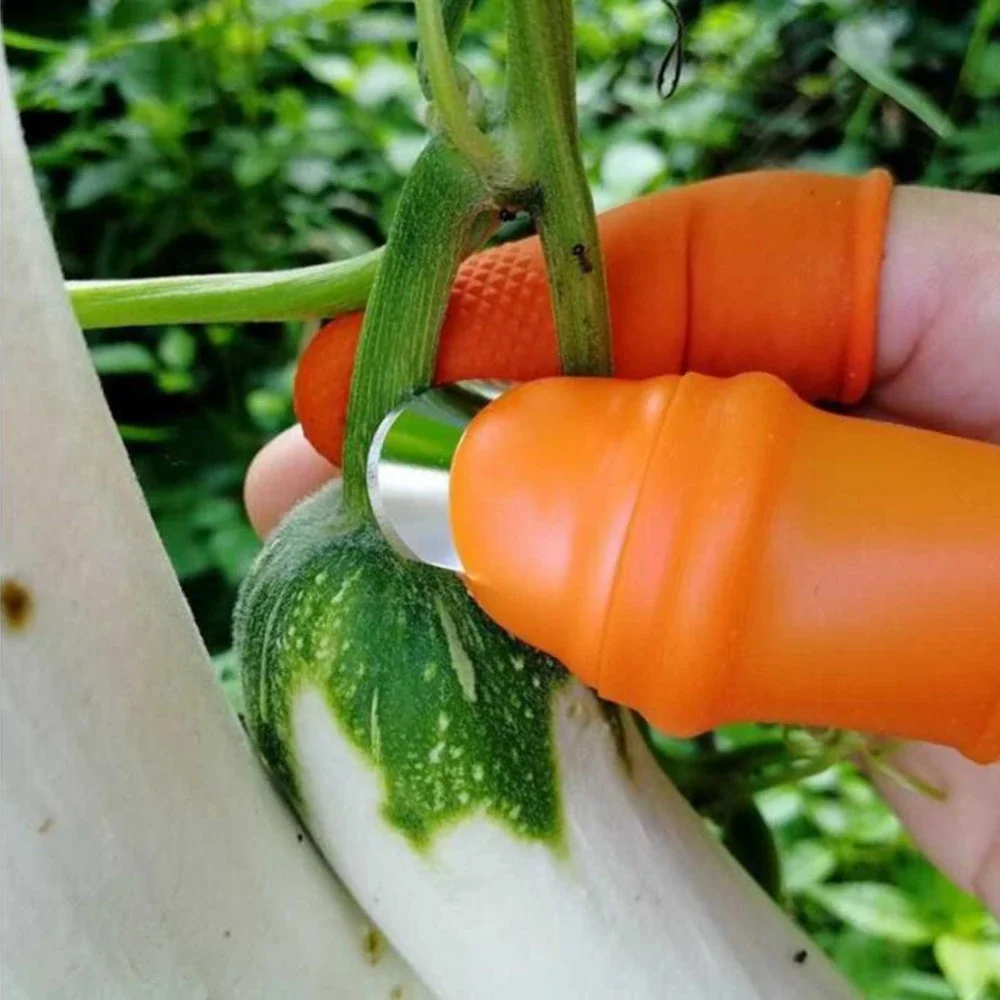 Finger Protector Silicone Thumb Knife Protector Gears Cutting Vegetable Harvesting Knife Pinching Plant Blade Scissors Gloves