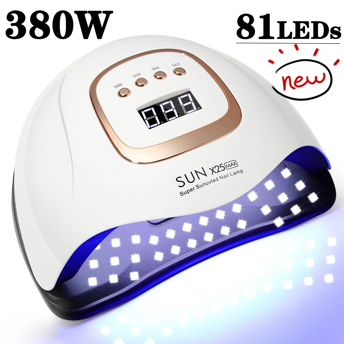 Nail Lamp LED 380W For Gel Nails Fast Curing Dryer 81 LEDS 4 Timers Professional UV Light