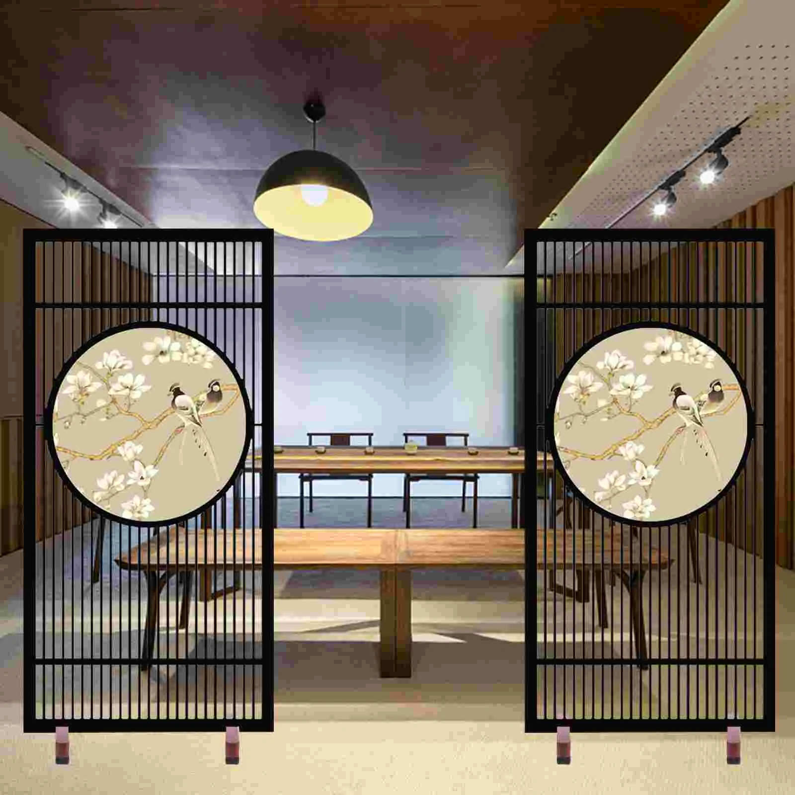 2pcs Wooden Divider Screen Stand Room Divider Bracket Room Partition Screen Base With Wheels room divider screen desk partition screen