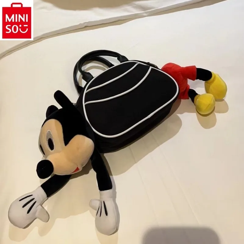 

MINISO Disney Mickey Trendy Pillow Handbag Women's High Quality Oxford Cloth Multi functional Storage Doll Diagonal Straddle Bag