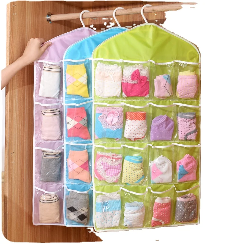 

16 Pockets Wall Mounted Wardrobe Hang Organizer Sundries Jewelry Storage Bags Underwear Cosmetics Toys Organizer Bags New