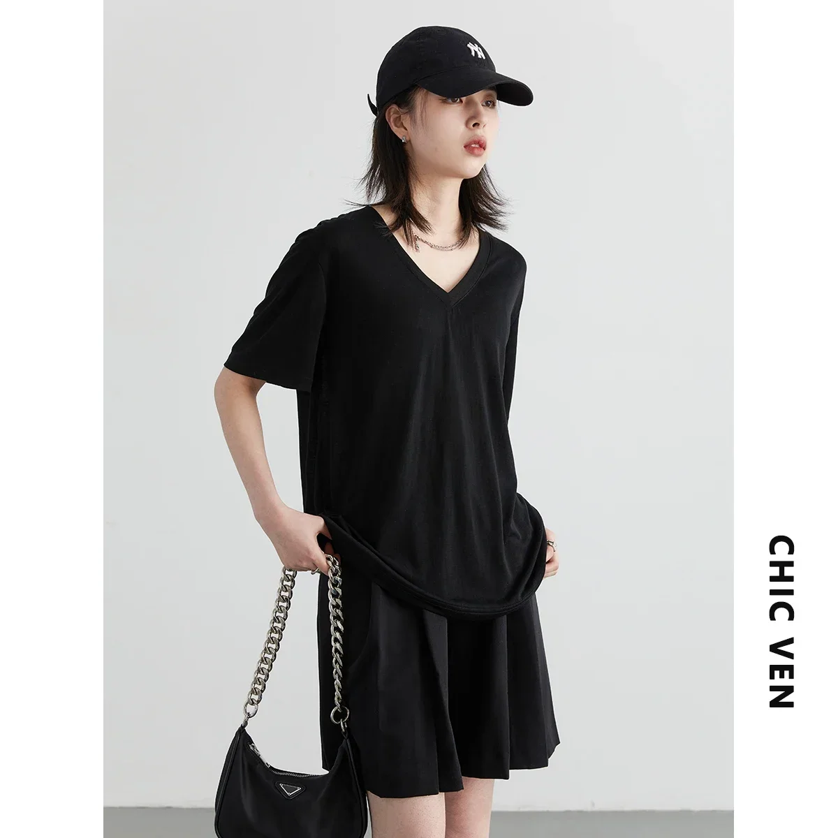 CHIC VEN Women T-Shirts Loose Casual Solid New Basic Simple Female Tees Short Sleeved Top for Girl Women's Clothing Summer 2026 5
