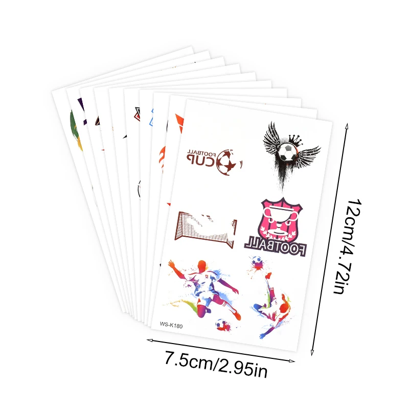 10Pieces Children Soccer Tattoo Sticker For Football Fan Fake Waterproof Emporary Body Tattoos For Hand Birthday Party Supplies