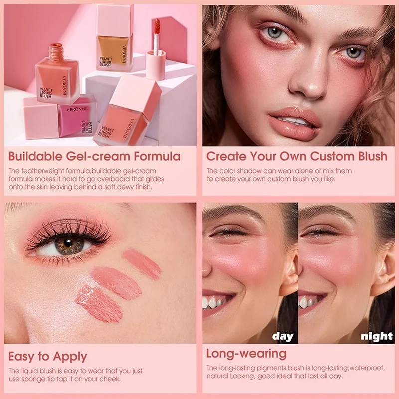 Liquid Blush Soft Velvet matte Blusher Make up Lightweight cream Blush Makeup for Long-Lasting Cheek Tint Cream Blush cosmetics 6