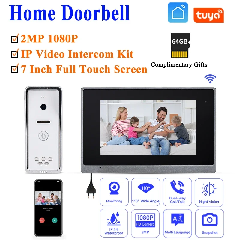 

Video Door Pone Outdoor Touch Panel Doorphone Camera 2MP HD Doorbell Built-in PSU Control TUYA WIFI Electric Lock