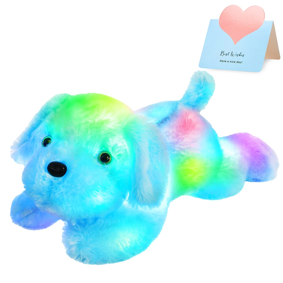 18 Inch Glowing  Blue LED Light Dog Doll Plush Toy Cute Soft Dog Toys Luminous Stuffed Animals for Girls Birthday Gift Kids