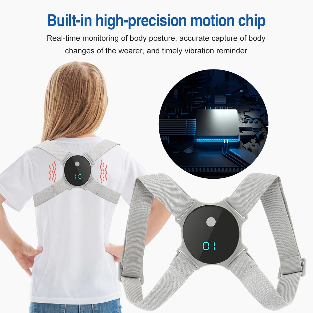Posture Corrector Smart LCD Display Back Correction Belt Adjustable Shoulder Strap Anti-off Back Protect Eyesight