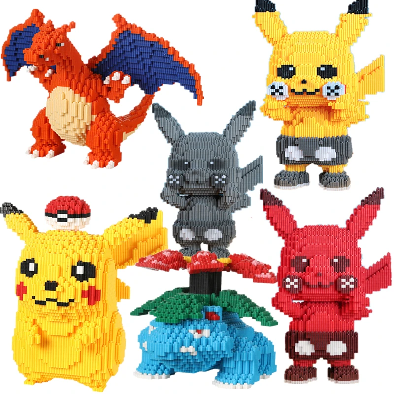 Pikachu Pokemon Building Blocks Giocattolo Pikachu Oversize Puzzle Assemblaggio Creativo Giocattolo Decompressione Per Adulti Blocchi Giocattolo Regal