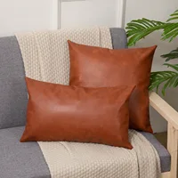 Leather Cushion Sofa Cushion Pillow Waist Cushion Office Pillow Cross Border Hotel Pillow SeBed Living Room Home Decor,18×18Inch 2